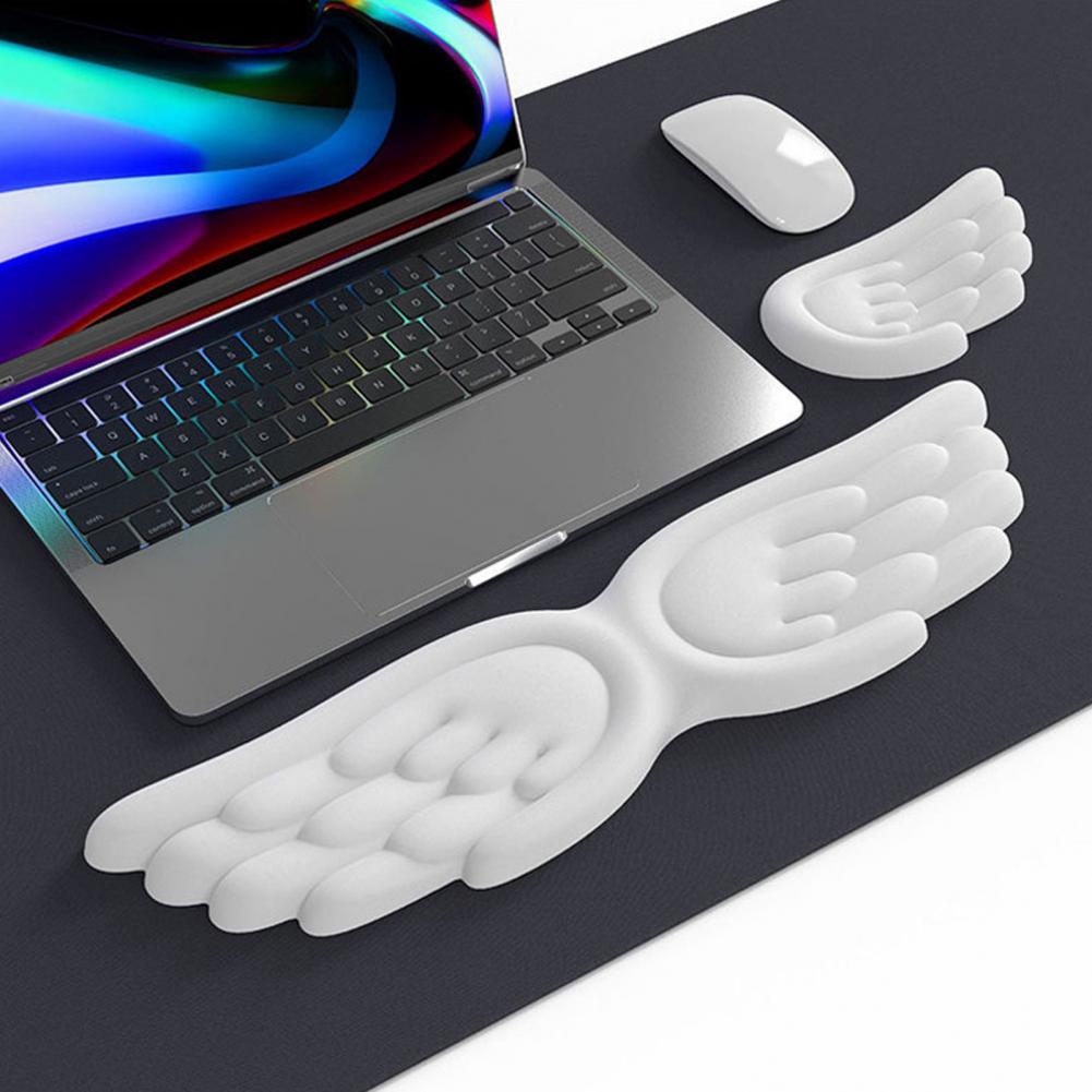Angel Wing Keyboard Wrist Rest Ergonomic Wrist Support Pad Silicone Mouse Wrist Rest Laptop Wrists Cushion for Office Gaming