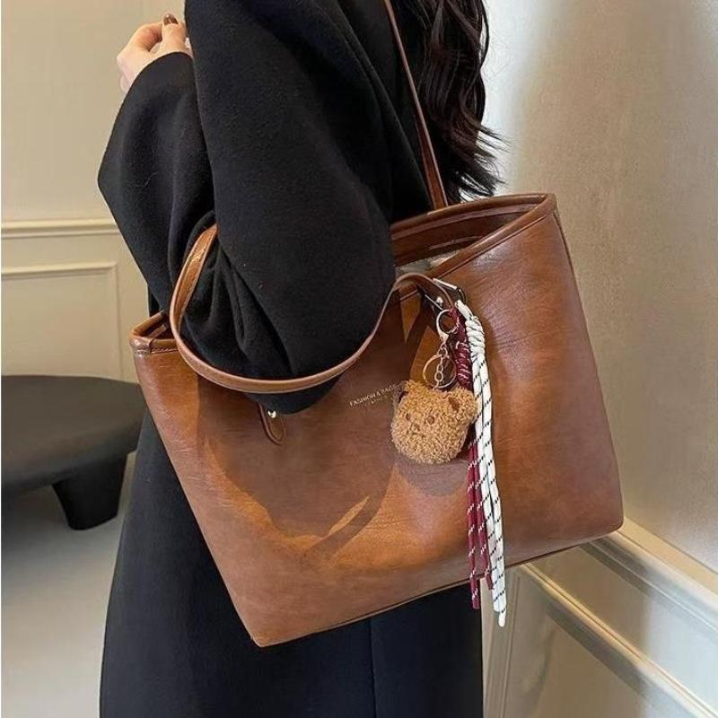 Commuter Large Capacity Bag Women's High-Value Casual Retro Shoulder Bag College Student Class Tote Bag