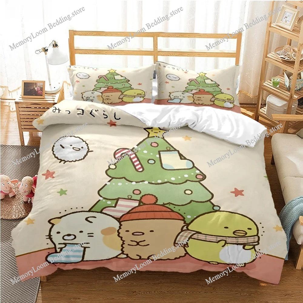 Cartoon Sumikko Gurashi Anime Niedliche Bettbezug Lustiges Kawaii Bettwäsche-Set Weicher Bettdeckenbezug und Kissenbezug Einzel_Doppel_Queen_King