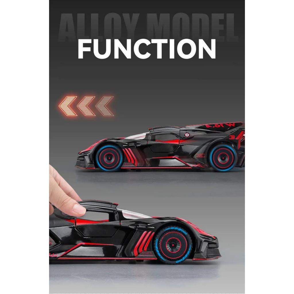 Modellino Auto Sportiva in Lega Bugatti Bolide 1/24 Diecasts & Veicoli Giocattolo Modello Auto Concettuale in Metallo Simulazione Suono Luce Regalo per Bambini