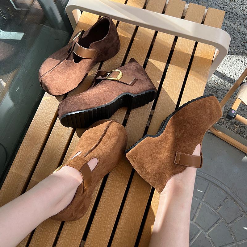 Absorbierende Filzsohle Big Head Mode Einzelne Schuhe 2025 Herbst und Winter Neu Leichter Luxus Hoher Sinn Mary Jane Schuhe Vielseitiges Designgefühl Damen