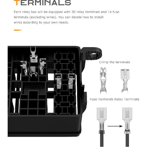 Fuse Box,12V Relay Box,Car Accessories Fuse and Relay Box,6 Way Automotive Relay Box,Waterproof Relay Box with 6 Relays and 12 Way ATC/ATO Fuses