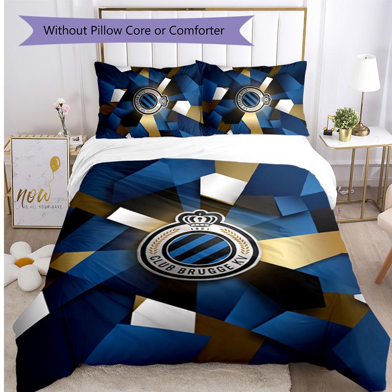 Set Biancheria da Letto 3 Pezzi Stampato FC Club Brugge Traspirante Copripiumino con Federe Biancheria da Letto Decorativa per Camera da Letto Casa