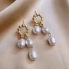 Baroque Natural Pearl Earrings Women's French Retro Temperament Stud Earrings Niche High-end Light Luxury Handmade Ear Jewelry