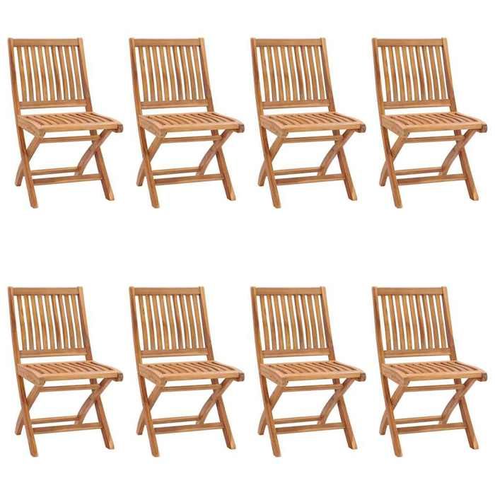Exclusive House - Folding Garden Chairs with Cushions Set of 8 Solid Teak