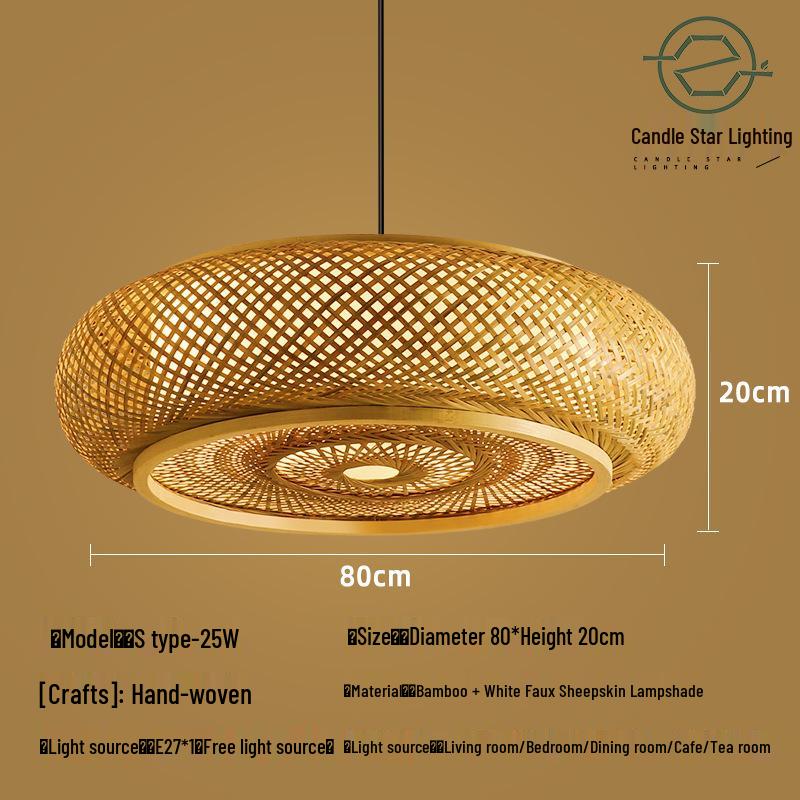 Zen Style Bamboo Rattan Pendant Light for Tea Rooms and Restaurants