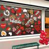 Valentines Day Window Clings 6 Pcs Double Sided Heart PVC Stickers Reusable Easy Peel On Off for Glass 20 30cm
