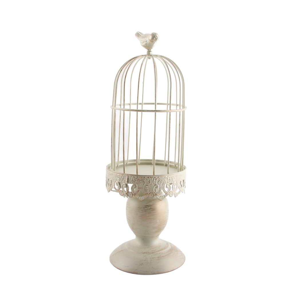 Candle Holder White Vintage Bird Cage Type Carved Candlelight Stand Table Decoration for Banquet Dinning Party