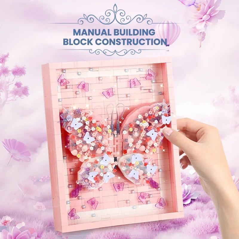 Non-Toxic Dream Butterfly Model Assembly Building Blocks Diy Fantasy Picture Frame Ornaments Home Decorations Kids Toys Gifts For Children
