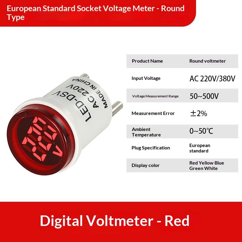 LED Digital AC Voltmeter Indicator High Precision EU Plug 50-500V Voltage Tester for Home Circuit Inspection
