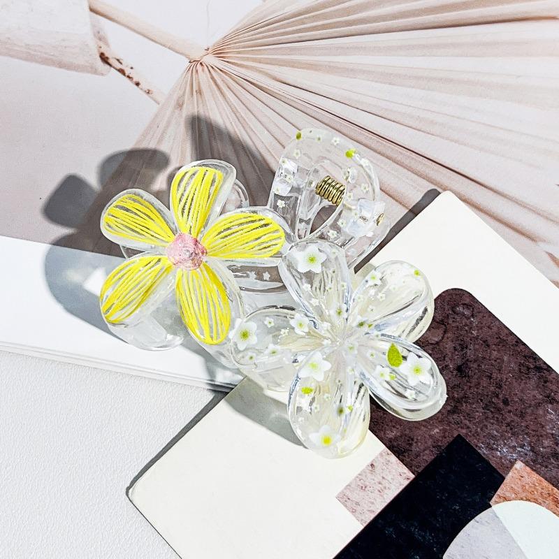 Sweet and Fresh Graffiti Style Flower Grappling Clips Shark Clips Back of The Head Updo Hair Clips Hair Accessories