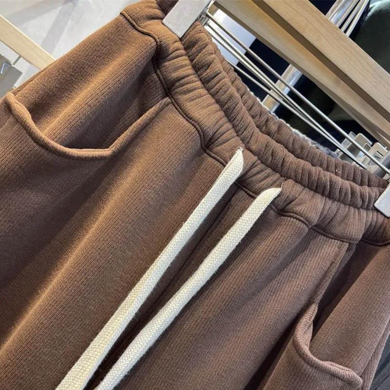 Pants for Women Elastic High Waist Long Trousers Plus Size Thickened Stretchy Versatile Casual Wide Leg  Pants