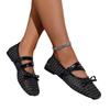 Ballerine da Donna a Punta Larga in Rete con Fiocco - Slip-On Traspiranti con Design Traforato per la Primavera, Scarpe Piatte Uniche Comode