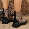 Fashion Brand Design Print Platform Ankle Boots Women Autumn Winter PU Leather Short Boots Woman Non Slip Zipper Combat Booties Female