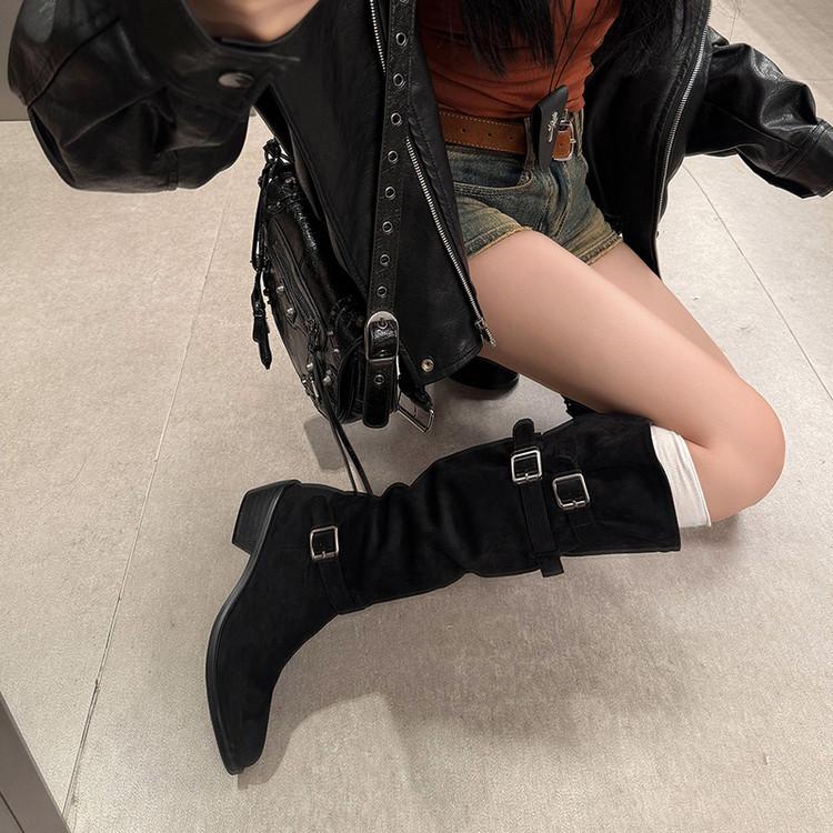 Long Boots Ladies 2025 Huge Good Looking Autumn Skinny Royal Sister Knight Tall Suede Pile Lazy Western