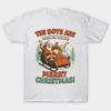 Herren Schwarzes Print-T-Shirt The Boys Are Back In Town Frohe Weihnachten No-Cut Transferpapier Druck Baumwoll-T-Shirt