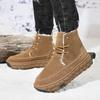 Fashion Golden Sapling High Quality Winter Warm Plush Shoes for Men Outdoor Leisure Flock Leather Snow Boots Lace-up Fashion Ankle Boot
