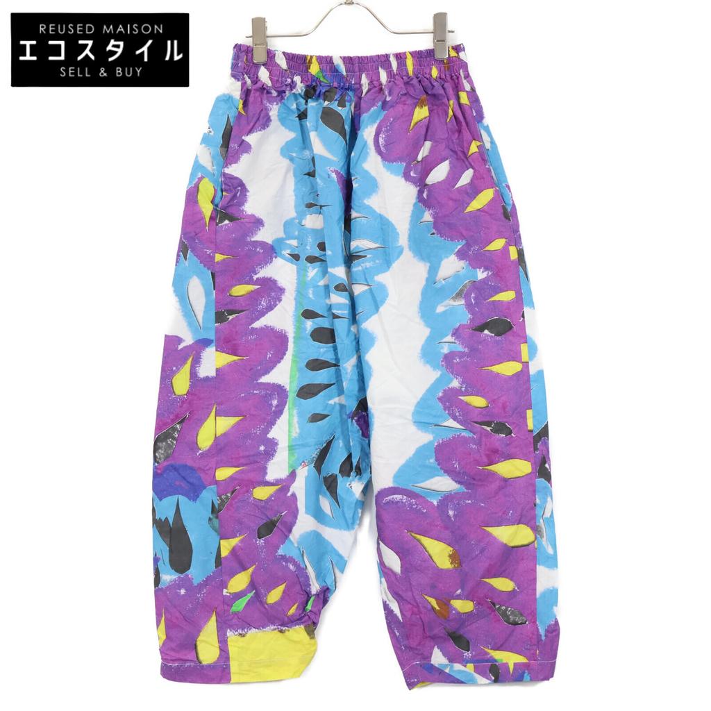 TYPICAL FREAKS TYPICAL FREAKS all-over print cotton wide pants Bottoms M Purple Blue WhiteUsed