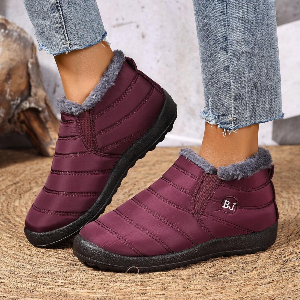Wasserdichte Damen-Schneestiefel, warme Winter-Plüsch-Kurzstiefel, neue, verdickte, flache, rutschfeste Freizeitschuhe