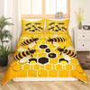 Cute Cartoon Bee Duvet Cover Honeycomb Bedding Set for Kids Boys Girls Honeycomb Hexagon Comforter Cover Wild Animal Quilt Cover