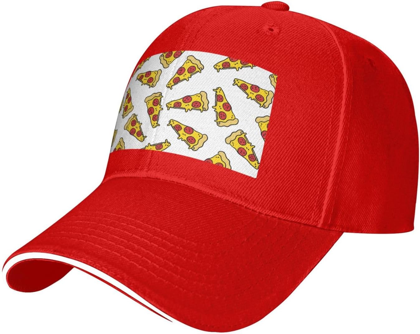 

Pizza Slice Print Baseball Cap Adjustable Polyester Casual Sun Protection Hat Unisex Adult One Size