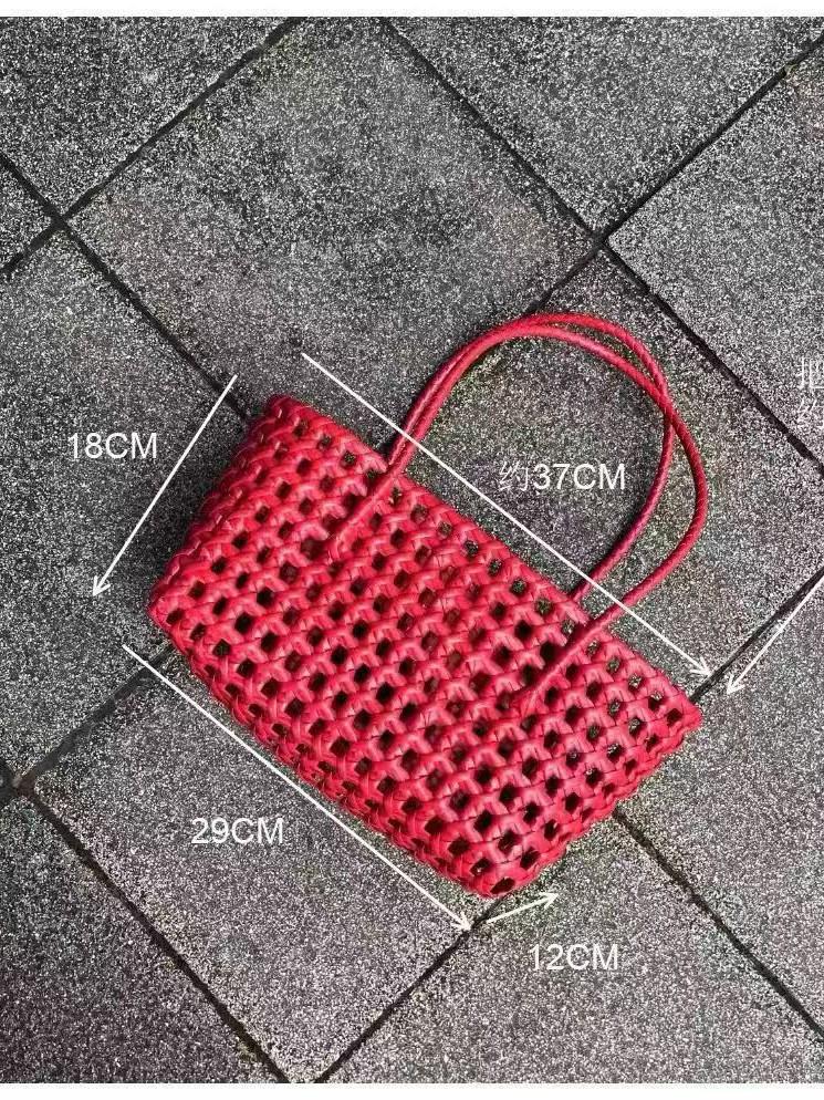Hand-Woven PVC Shoulder Bag: French-Style Basket for Beach or Market