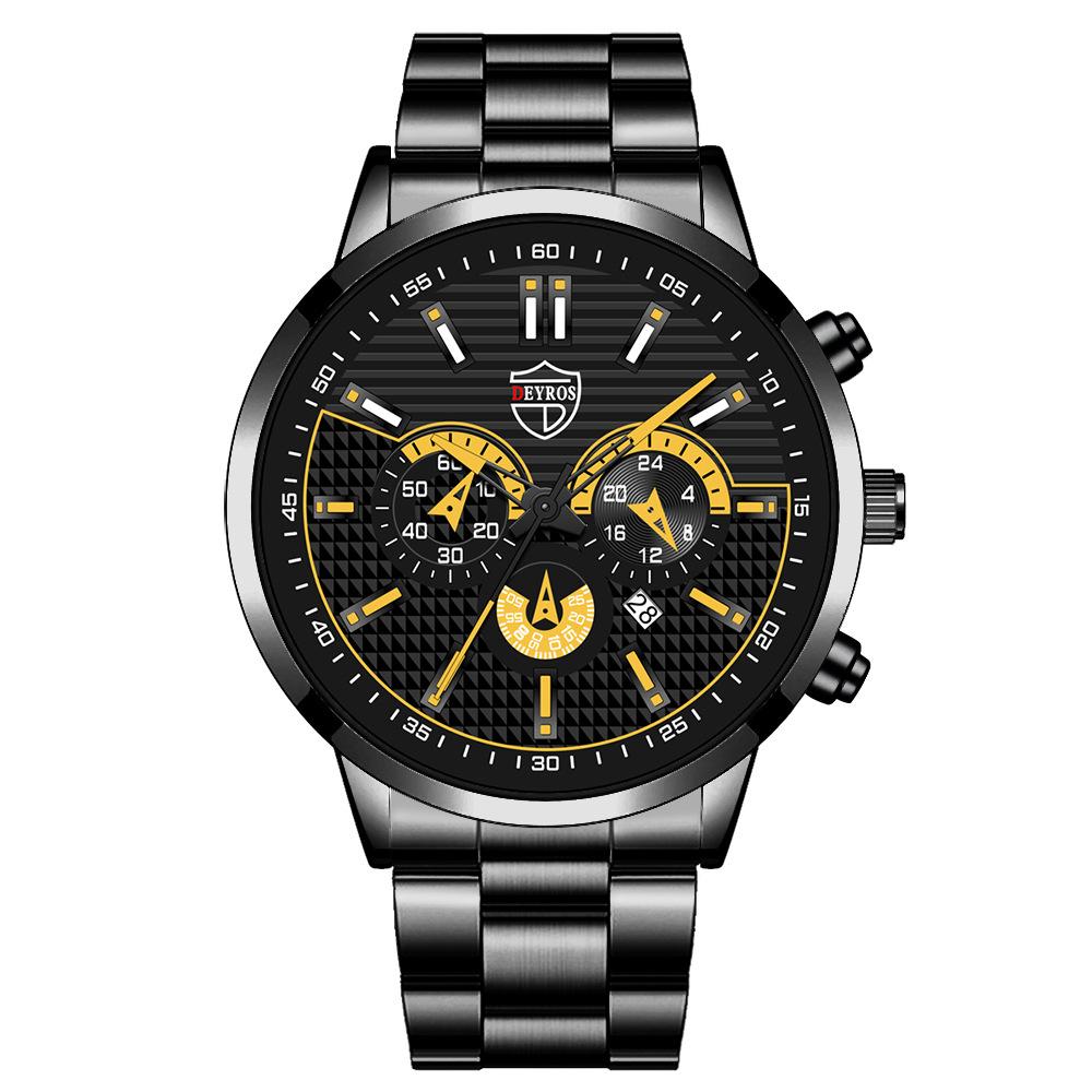 Trendy Men'S Watch Student Quartz Watch Stainless Steel Watch Calendar