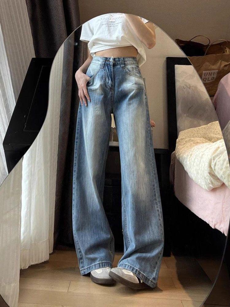Women s Plus Size High-Waisted Embroidered Loose Straight-Leg Jeans XL