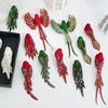1pair Glitter Finish Christmas Tree Bird Decoration Long Feather Tail Handmade Craft Artificial Bird Ornament Colorful Feathers