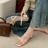 Fashion Temperament White Square Head High-heeled Slippers for Women's Summer Wear 2025 New Versatile Height-increasing One-word Cool Slippers