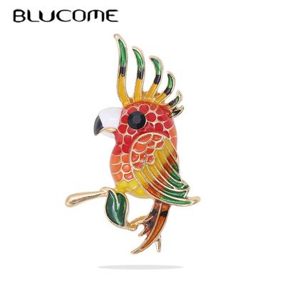 Broche en émail couleur perroquet, oiseau mignon, Animal, bijoux pour dames, accessoires pour vêtements, cadeau du nouvel an
