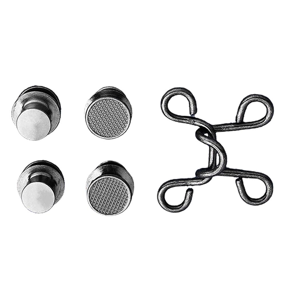 4 Sets Reuseable Nail-free Metal Waist Buckle Fixed Jeans Adjustable Button- 4 Colors