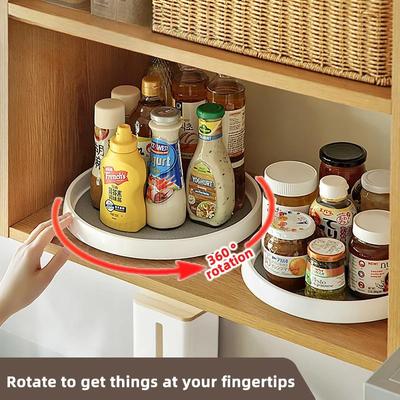 1Pcs 360 Rotatable Anti Sliding Kitchen Condiment Rotatable Storage Rack Tableware Cabinet Round Multi Functional Storage Rack