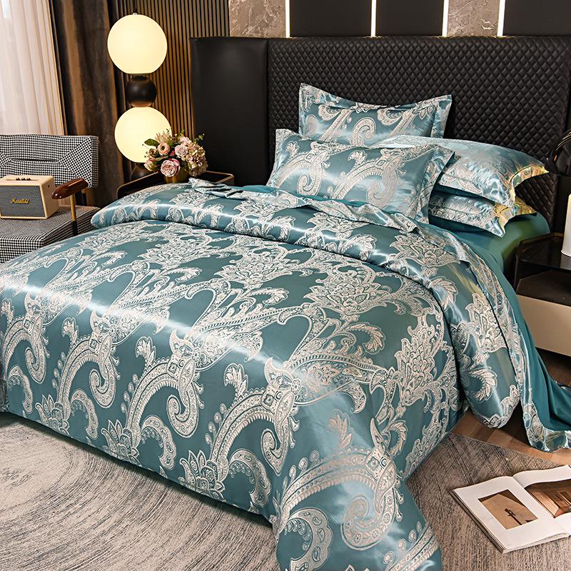 European Silk Cotton Jacquard Wedding Bedding Set - Four-Piece Duvet Cover Gift