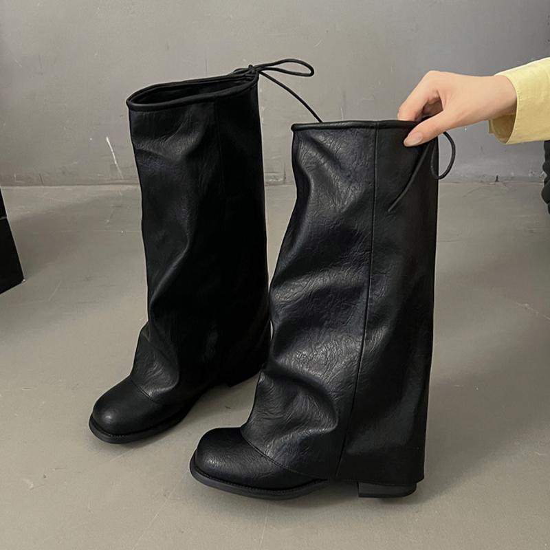 Fashion Women Knee High Boots Designer Mid Heels Shoes Fashion Winter Chelsea Boots 2025 New Casual Goth Gladiator Zapatillas De Mujer