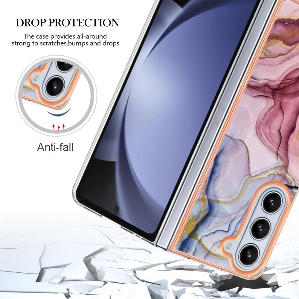 YB IMD Series-16 Style-E For Samsung Galaxy Z Fold5 5G TPU Case 2.0mm TPU Marble Pattern Cover