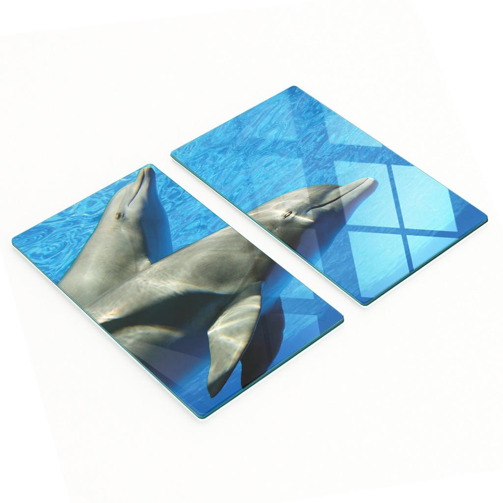 Multifunctional Decorative Glass Boards with Dolphin Print 2X30X52 Cm