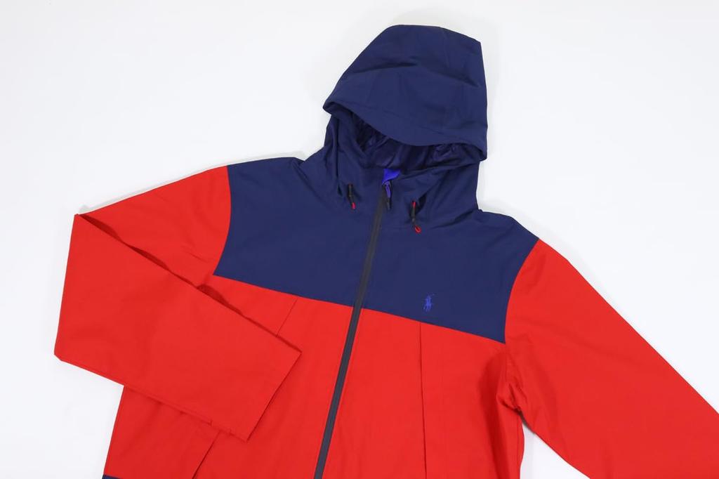 POLO RALPH LAUREN Performance Shell Size Men's Jacket/Windbreaker/Hoodie, M, RED/NAVY (Product Code 01010111)