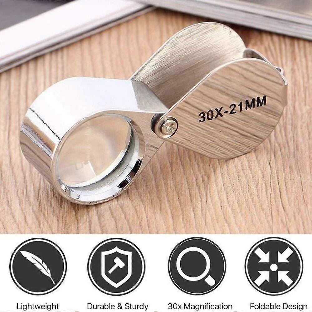 Pocket Jewelry Loupe 30x 21mm Jewelers Loop Eye Magnifying Glass Foldable Magnifier