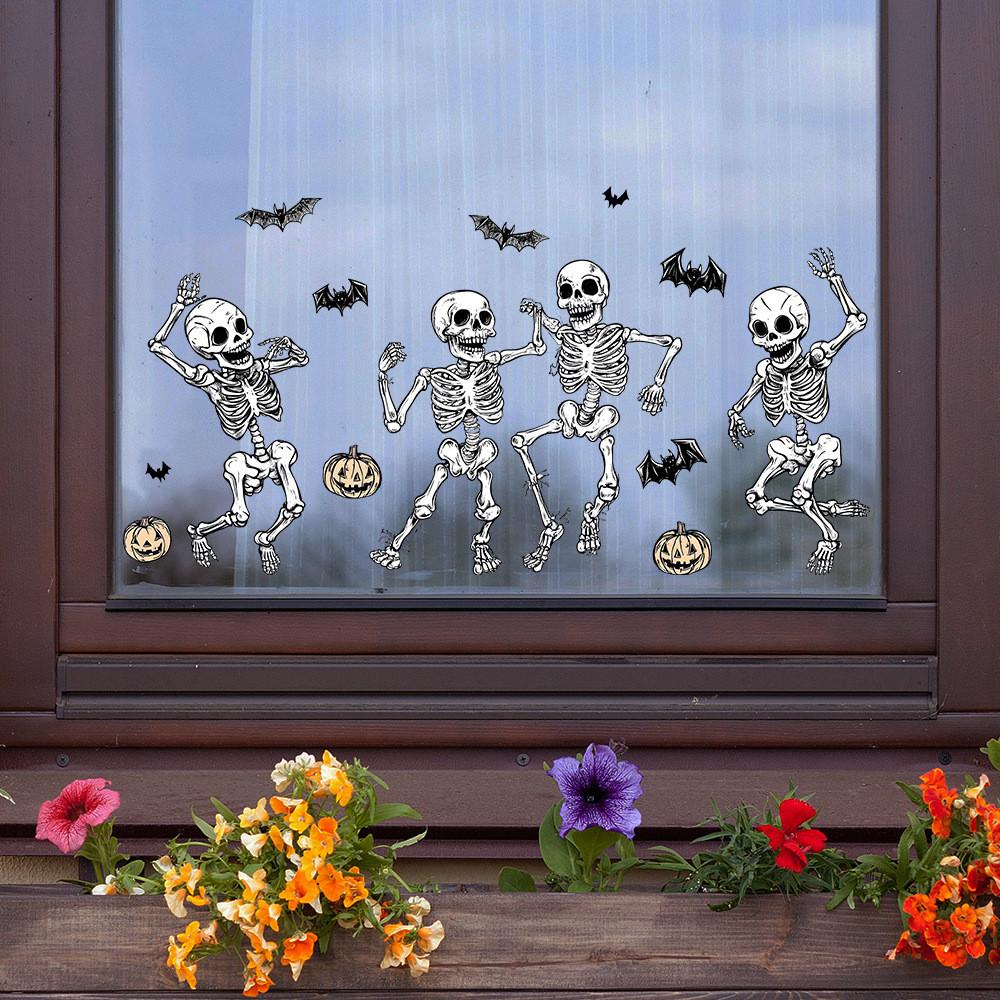 Uv Halloween Static Glueless Pvc Bat Skeleton Home Decoration Stickers Wall