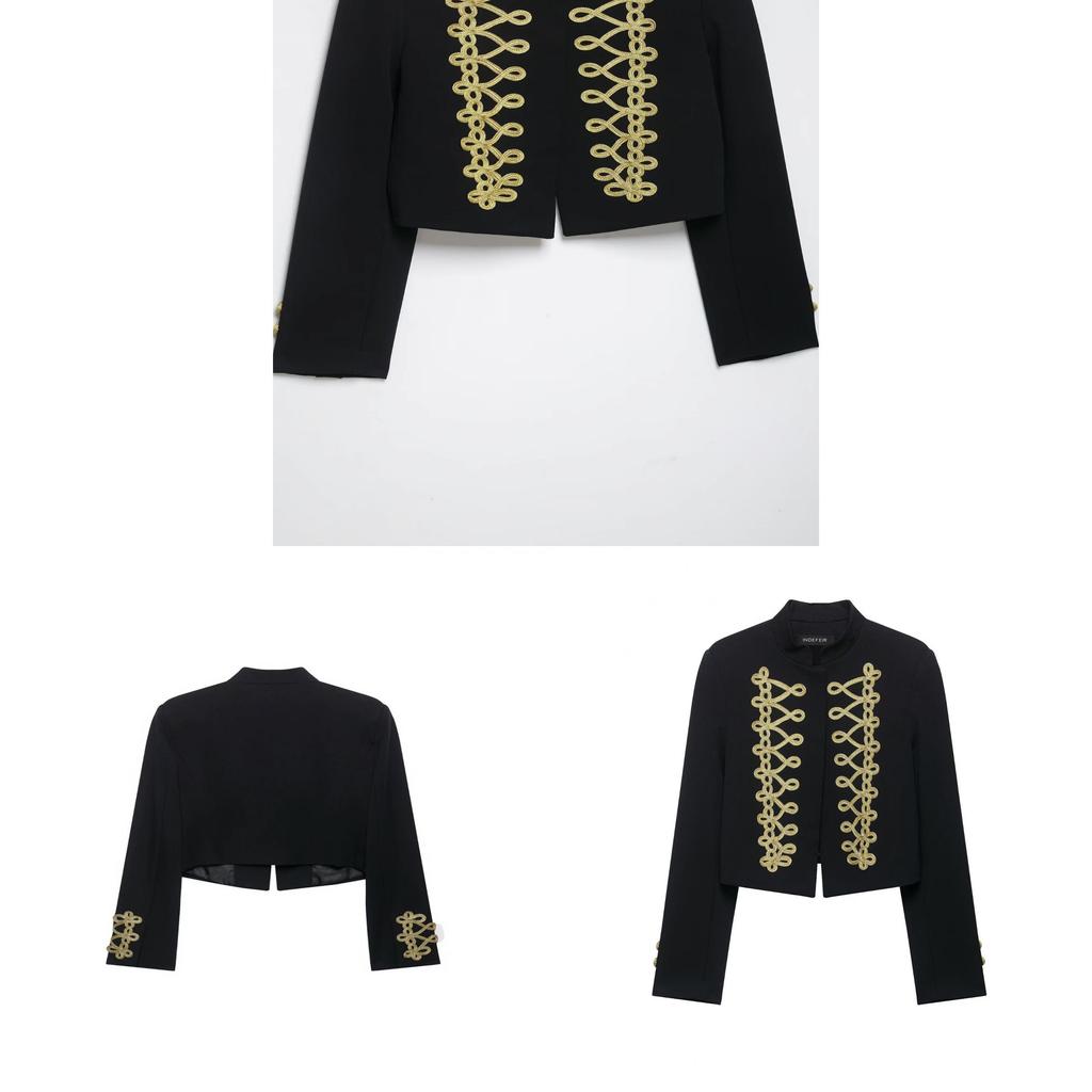 Napoleon Military Jacket For Women Long Sleeve Casual Autumn Outerwear With Button Details