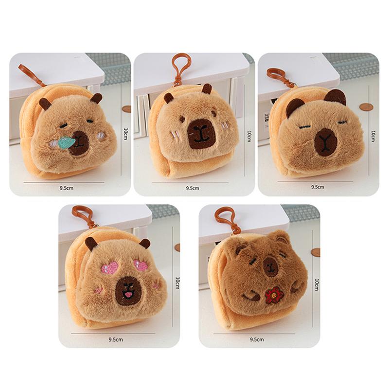 New Creative Capybara Anime Plush Coin Purse Fashion Kawaii Mini Coin Purse Round Cartoon Bags Pendant