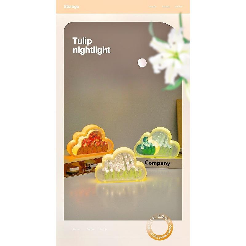 1SET Creative Tulip Flower Sea Night Light Handmade DIY Desktop Decoration Bedside Lamp Ambient Light Ornament Creative Gift