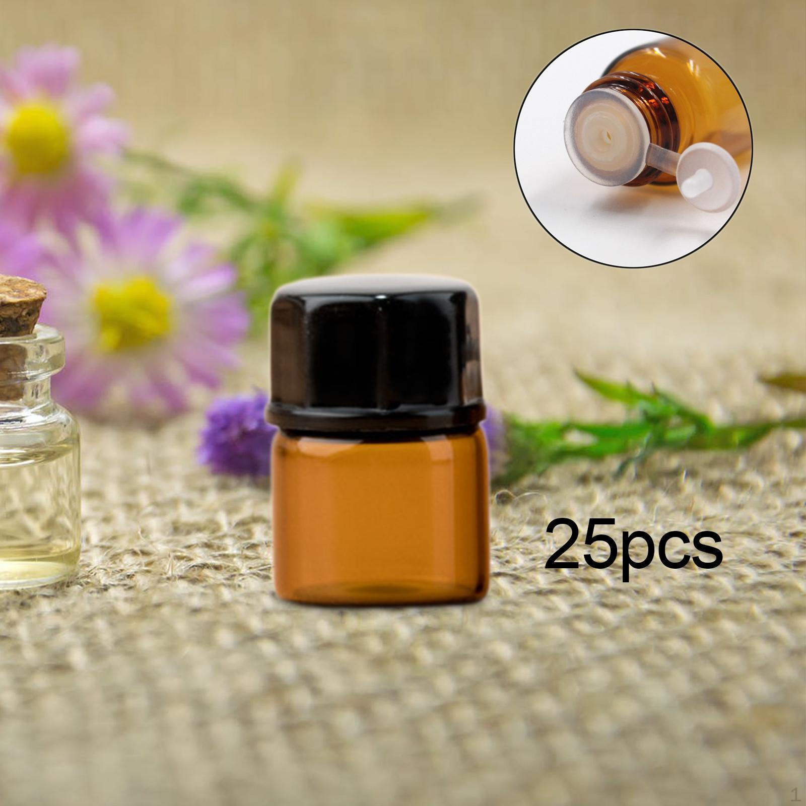 

25 Pieces Mini Massage Oils Vials Storage Container Tubes Brown Holder Portable Reusable Durable 1ml Conjoined Plug