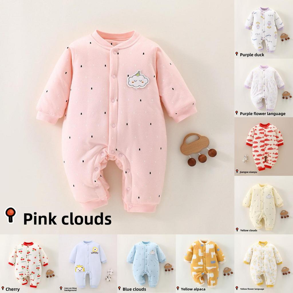 Baby Winter Cotton Romper With Thickened Fabric For Newborns And Infants