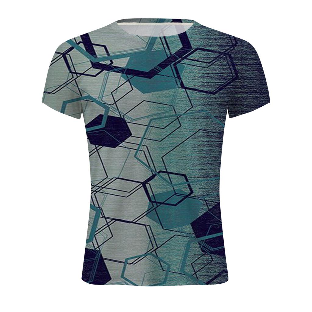 Summer Round Neck 3D Modern Art Patterns Print Top Fashionable Casual Short Sleeved Men's T-shirts