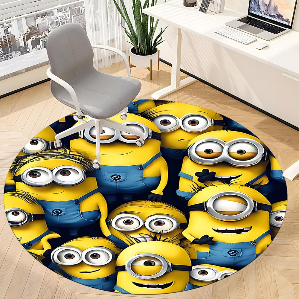 1pz Tappeto Rotondo Ufficio Minions, Tappetino da Interno Adatto per Ufficio, Camera da Letto Soggiorno Decorazione Casa, Decorazione Stanza, Offic a0928122