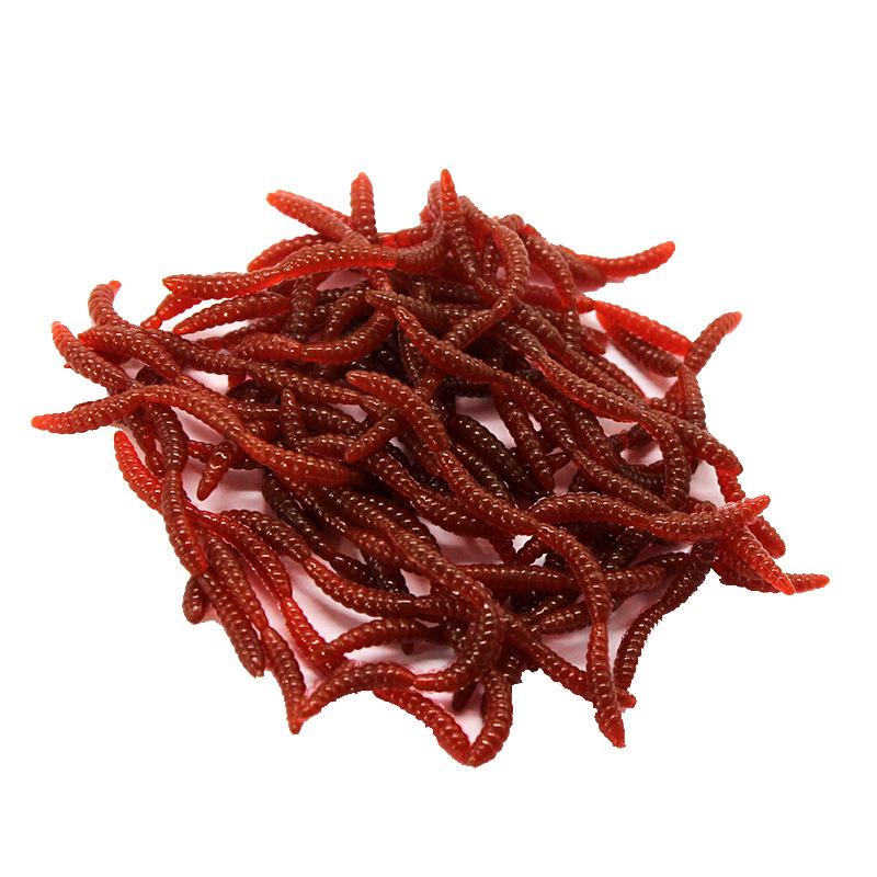 10/50pcs Four Section Earthworm Bait Lure 6cm Red Soft Worm with Fishy Smell Offshore Angling Simulation Soft Bait Ornaments