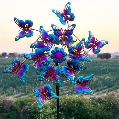 Moulinets à Vent Extérieur Jardin Moulinets à Vent Décoration Girouette Sculpture Design Papillon Carillons Avec Piquet Pour Décorations de Porche