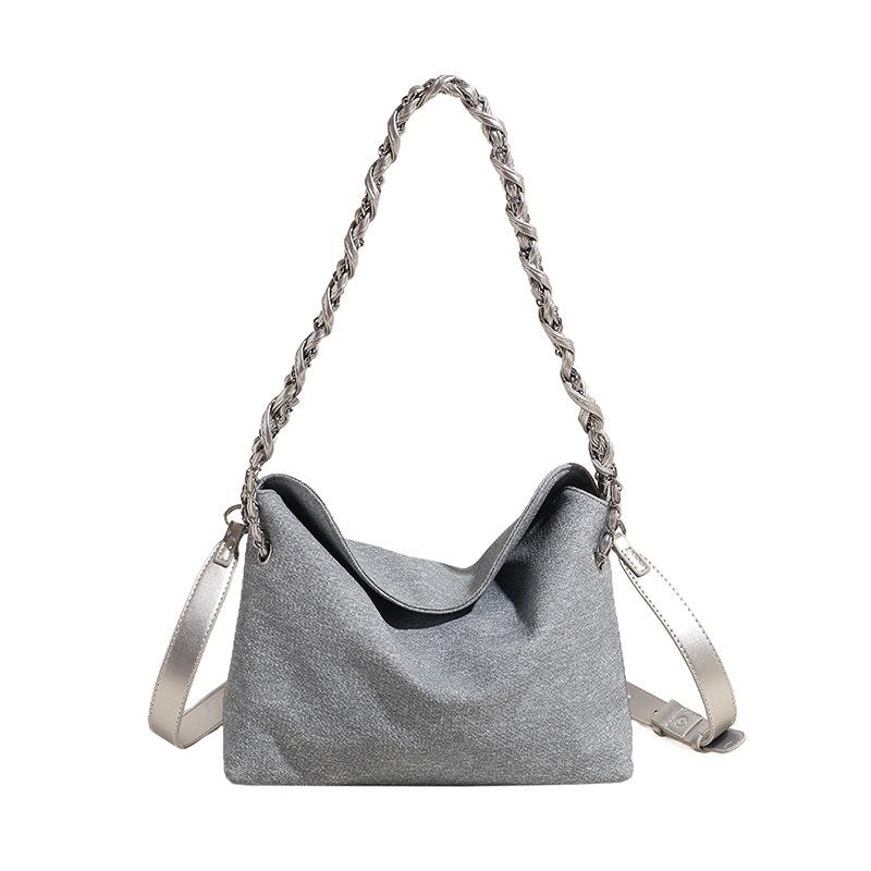 Spring new fashion casual armpit bag large capacity solid color commuter bucket tote bag